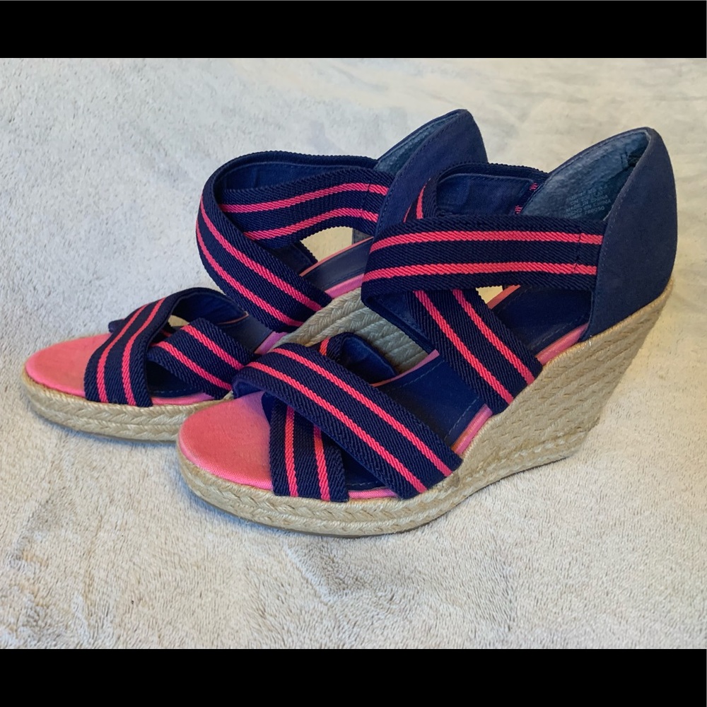 H&M Blue w/ pink stripe beach wedge